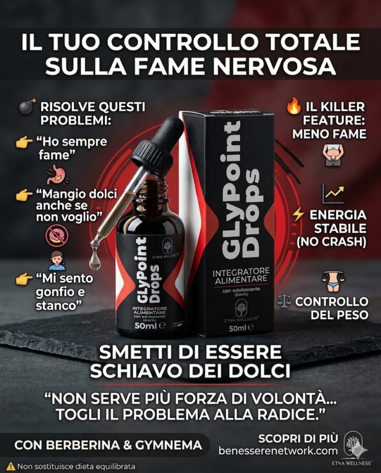 Flacone Glypoint Drops Etna Wellness integratore naturale fame nervosa 50ml