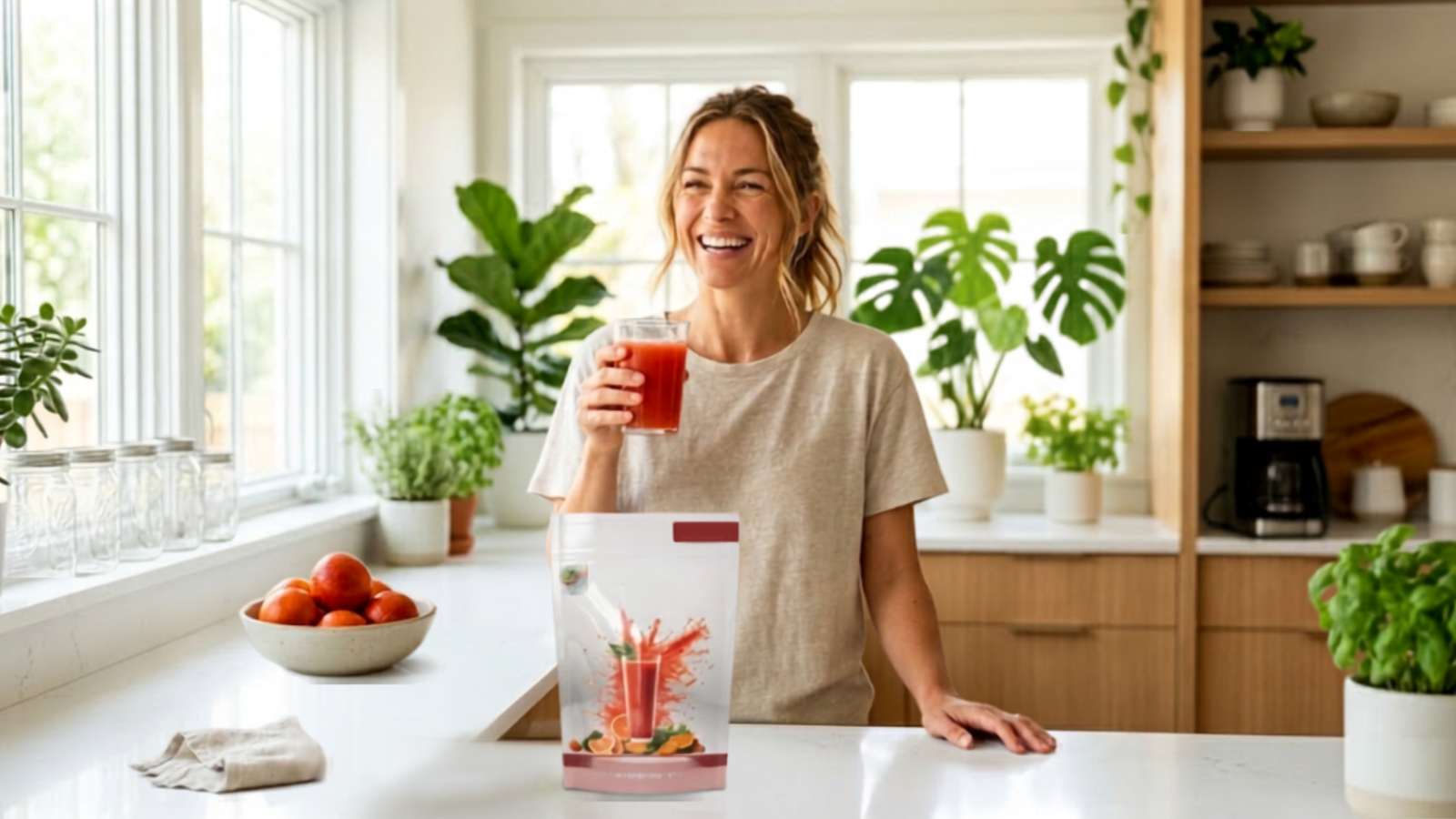 integratore energia senza zuccheri donna carica e leggera con Complete Drink in cucina
